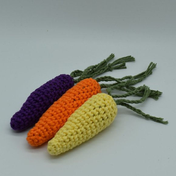 Hand Crafted Three catnip filled rainbow carrot cat toys - Picture 2 of 3
